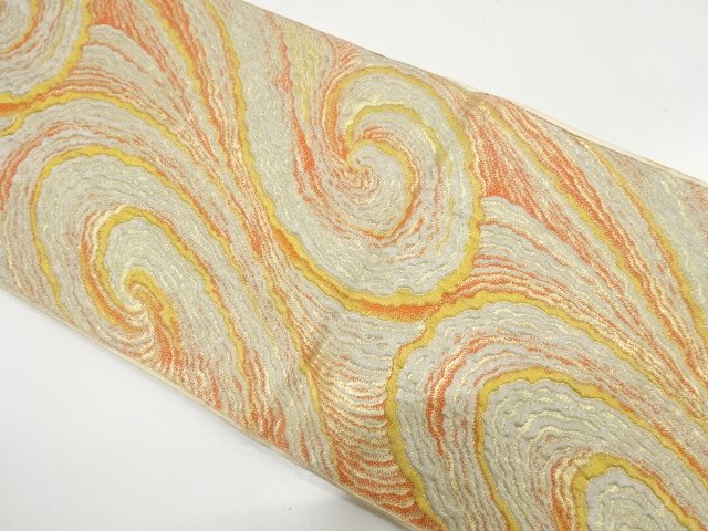 JAPANESE KIMONO / ANTIQUE FUKURO OBI / SILK / WOVEN SPIRAL